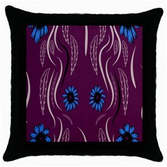 Folk Flowers Print Floral Pattern Ethnic Art Throw Pillow Case (black) by Eskimos