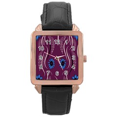 Folk Flowers Print Floral Pattern Ethnic Art Rose Gold Leather Watch  by Eskimos