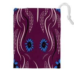 Folk Flowers Print Floral Pattern Ethnic Art Drawstring Pouch (5xl) by Eskimos