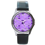 Folk flowers print Floral pattern Ethnic art Round Metal Watch Front