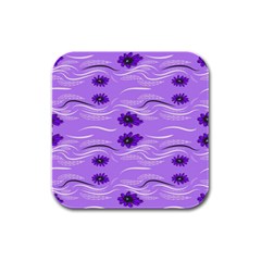 Folk Flowers Print Floral Pattern Ethnic Art Rubber Square Coaster (4 Pack) by Eskimos