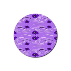 Folk Flowers Print Floral Pattern Ethnic Art Rubber Coaster (round) by Eskimos