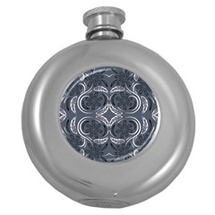 Folk Flowers Print Floral Pattern Ethnic Art Round Hip Flask (5 Oz) by Eskimos