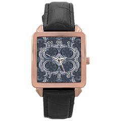 Folk Flowers Print Floral Pattern Ethnic Art Rose Gold Leather Watch  by Eskimos