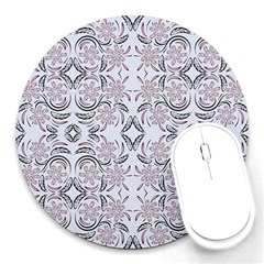 Folk Flowers Print Floral Pattern Ethnic Art Round Mousepads by Eskimos