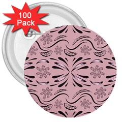 Folk Flowers Print Floral Pattern Ethnic Art 3  Buttons (100 Pack)  by Eskimos