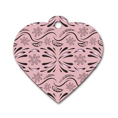 Folk Flowers Print Floral Pattern Ethnic Art Dog Tag Heart (two Sides) by Eskimos