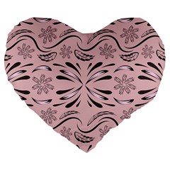 Folk Flowers Print Floral Pattern Ethnic Art Large 19  Premium Flano Heart Shape Cushions by Eskimos