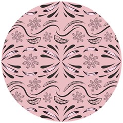 Folk Flowers Print Floral Pattern Ethnic Art Wooden Puzzle Round by Eskimos