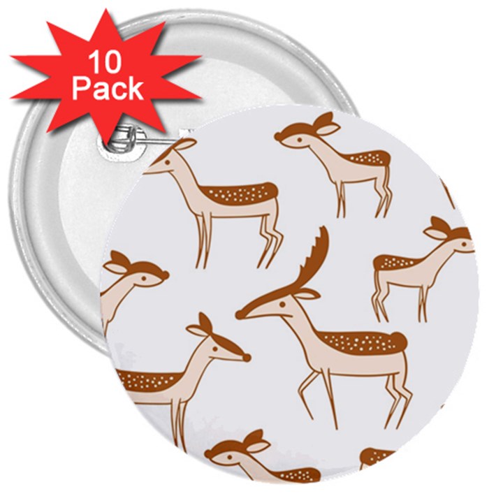 Cute Animal Deer 3  Buttons (10 pack) 