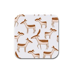 Cute Animal Deer Rubber Square Coaster (4 Pack) by artworkshop