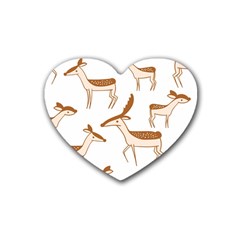 Cute Animal Deer Rubber Heart Coaster (4 Pack) by artworkshop