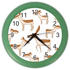 Cute Animal Deer Color Wall Clock by artworkshop