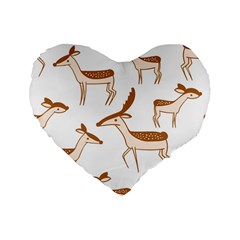 Cute Animal Deer Standard 16  Premium Flano Heart Shape Cushions by artworkshop