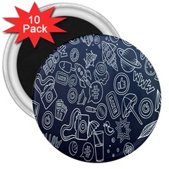 Internet Planet Drinks 3  Magnets (10 Pack)  by artworkshop