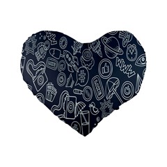 Internet Planet Drinks Standard 16  Premium Flano Heart Shape Cushions by artworkshop