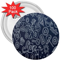 Internet Planet Drinks 3  Buttons (100 Pack) 