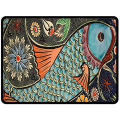 Mosaic Double Sided Fleece Blanket (large)  by artworkshop