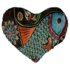 Mosaic Large 19  Premium Flano Heart Shape Cushions by artworkshop