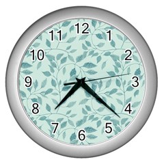 Seamless Foliage Wall Clock (silver) by artworkshop