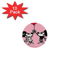 Baloon Love Mickey & Minnie Mouse 1  Mini Buttons (10 Pack)  by nate14shop