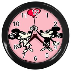 Baloon Love Mickey & Minnie Mouse Wall Clock (black) by nate14shop