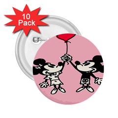 Baloon Love Mickey & Minnie Mouse 2 25  Buttons (10 Pack)  by nate14shop