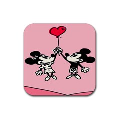 Baloon Love Mickey & Minnie Mouse Rubber Coaster (square) by nate14shop