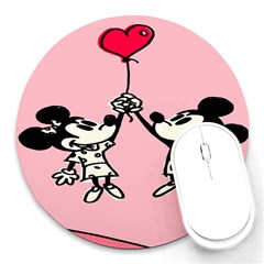 Baloon Love Mickey & Minnie Mouse Round Mousepads by nate14shop