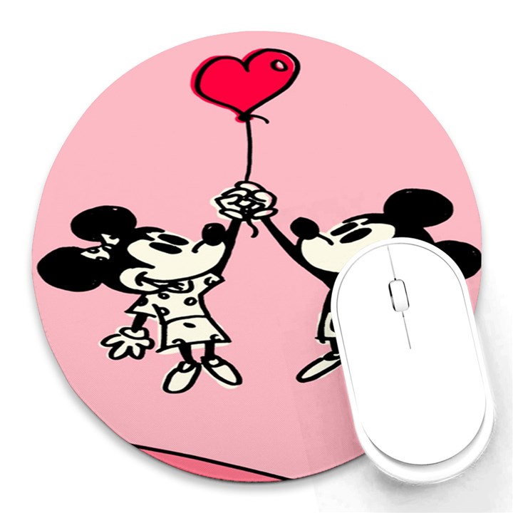 Baloon Love Mickey & Minnie Mouse Round Mousepads