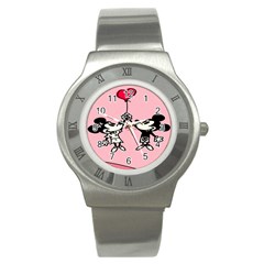 Baloon Love Mickey & Minnie Mouse Stainless Steel Watch by nate14shop