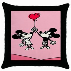 Baloon Love Mickey & Minnie Mouse Throw Pillow Case (black) by nate14shop