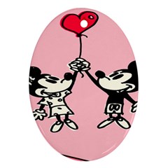 Baloon Love Mickey & Minnie Mouse Oval Ornament (two Sides)