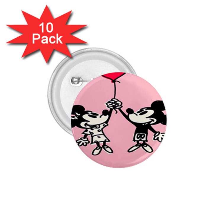 Baloon Love Mickey & Minnie Mouse 1.75  Buttons (10 pack)