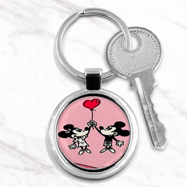 Baloon Love Mickey & Minnie Mouse Key Chain (Round)