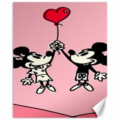 Baloon Love Mickey & Minnie Mouse Canvas 11  X 14  by nate14shop