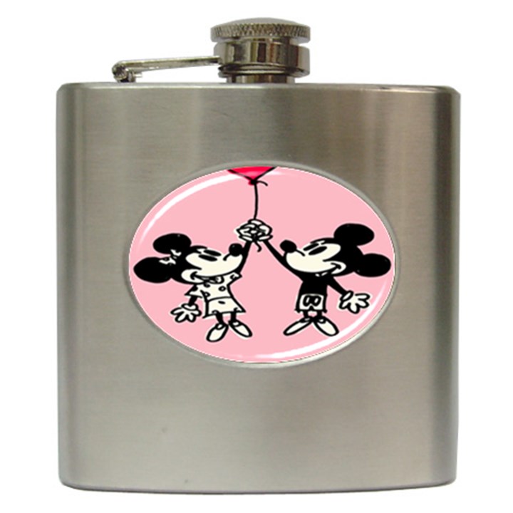 Baloon Love Mickey & Minnie Mouse Hip Flask (6 oz)