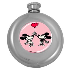 Baloon Love Mickey & Minnie Mouse Round Hip Flask (5 Oz) by nate14shop