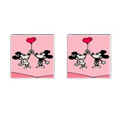 Baloon Love Mickey & Minnie Mouse Cufflinks (square) by nate14shop