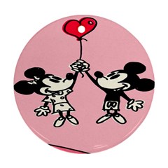 Baloon Love Mickey & Minnie Mouse Round Ornament (two Sides) by nate14shop