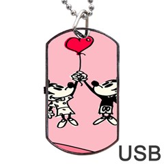 Baloon Love Mickey & Minnie Mouse Dog Tag Usb Flash (two Sides) by nate14shop