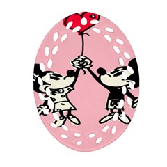 Baloon Love Mickey & Minnie Mouse Ornament (oval Filigree) by nate14shop