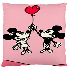 Baloon Love Mickey & Minnie Mouse Large Flano Cushion Case (two Sides) by nate14shop