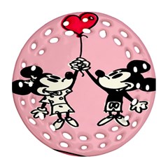 Baloon Love Mickey & Minnie Mouse Ornament (round Filigree) by nate14shop