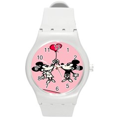 Baloon Love Mickey & Minnie Mouse Round Plastic Sport Watch (m) by nate14shop