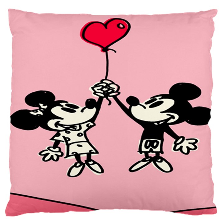 Baloon Love Mickey & Minnie Mouse Large Flano Cushion Case (One Side)