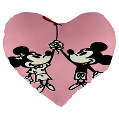 Baloon Love Mickey & Minnie Mouse Large 19  Premium Flano Heart Shape Cushions