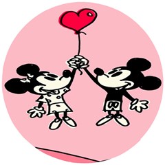 Baloon Love Mickey & Minnie Mouse Wooden Puzzle Round by nate14shop