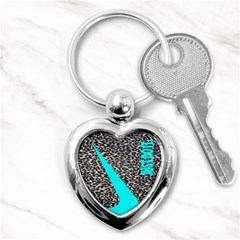 Just Do It Leopard Silver Key Chain (heart) by nate14shop