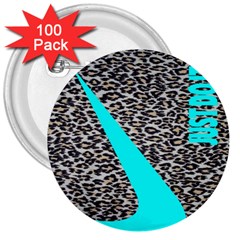 Just Do It Leopard Silver 3  Buttons (100 Pack)  by nate14shop